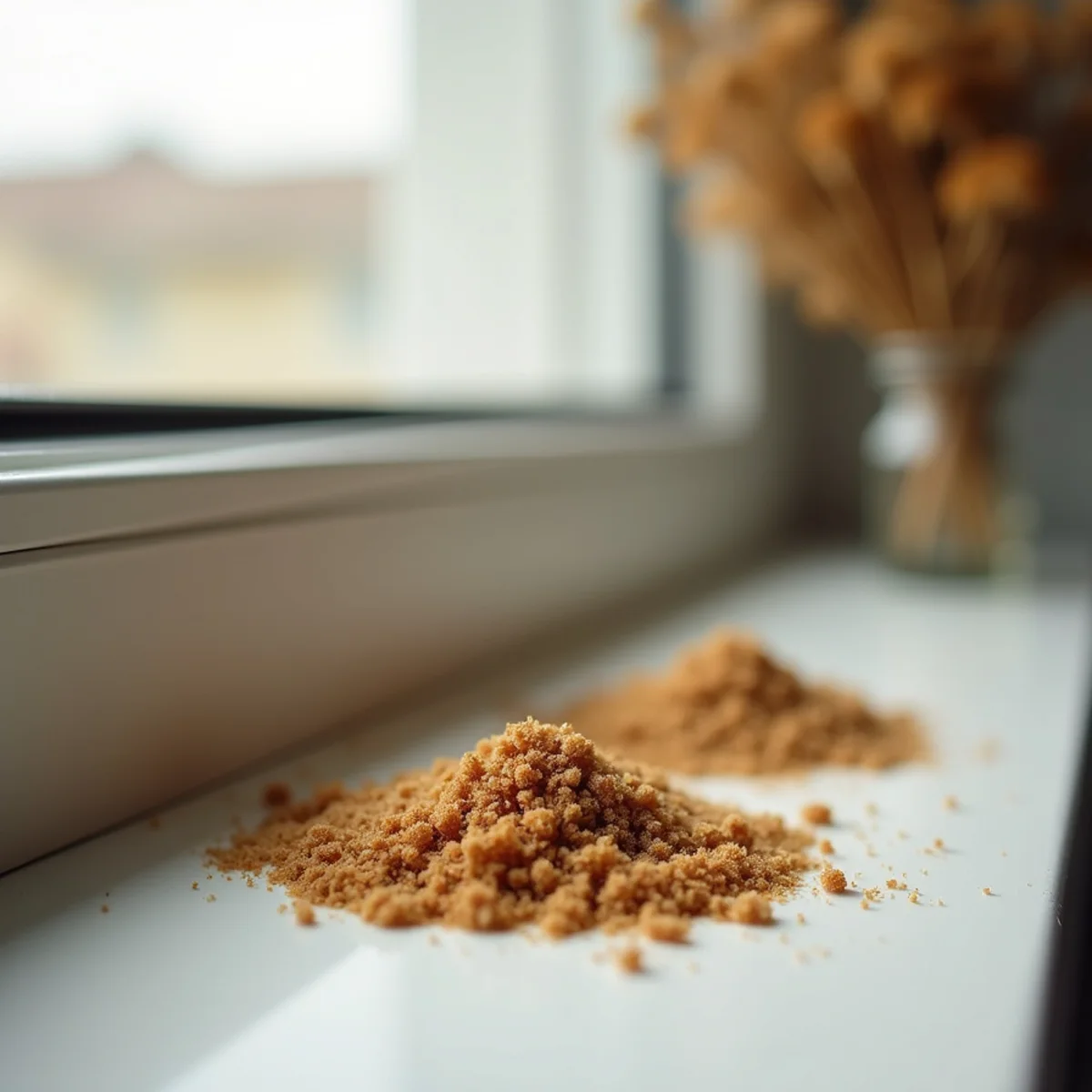 Drywood termite frass pellets collected below a wood eave