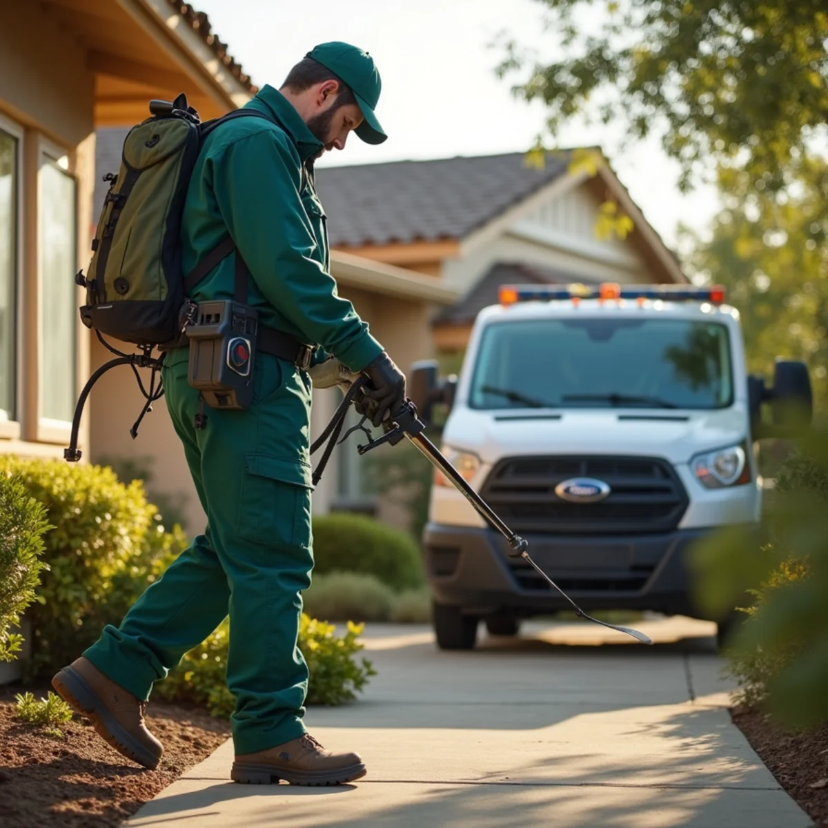 Pest control technician at work in Auberry, CA