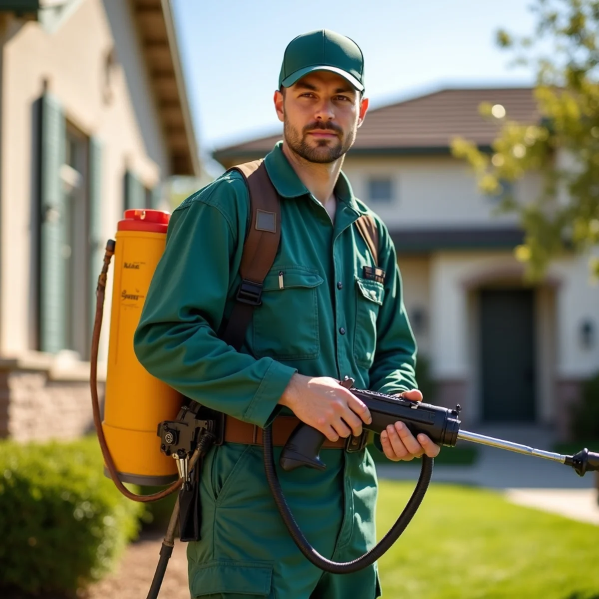 Pest control technician at work in Easton, CA