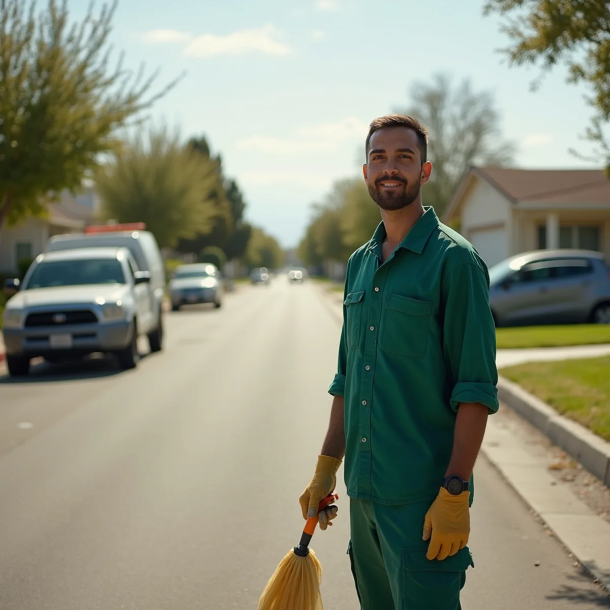 Pest control neighborhood streetscape in Orange Cove, CA