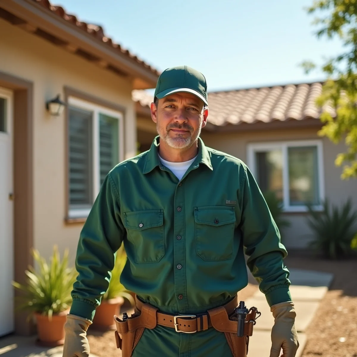 Pest control technician at work in Orange Cove, CA
