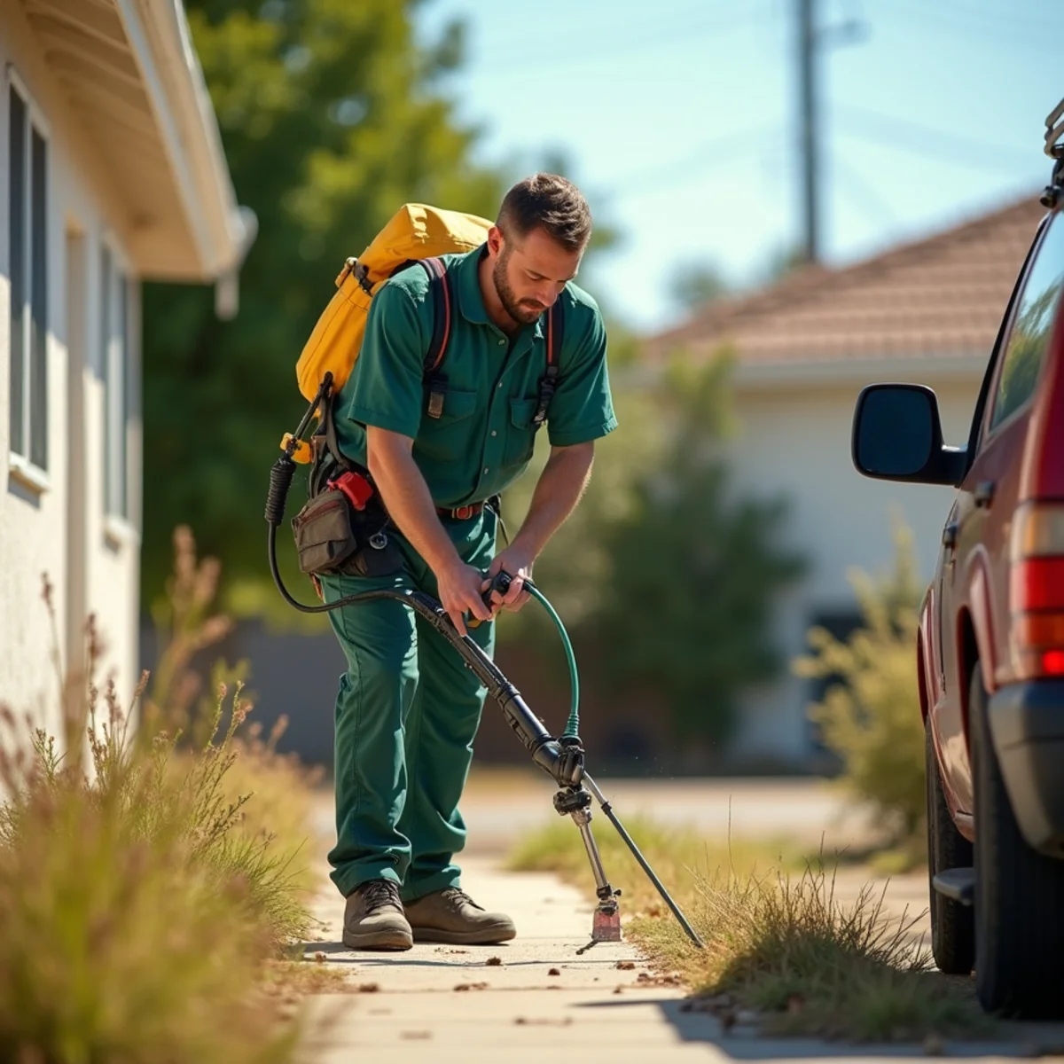 Pest control technician at work in Parlier, CA
