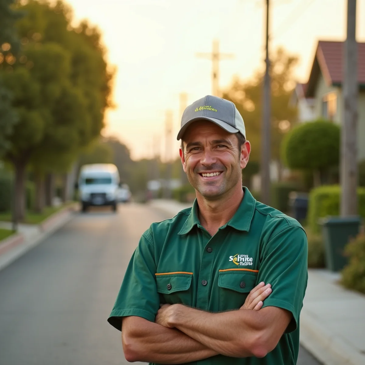 Pest control neighborhood streetscape in Tarpey Village, CA